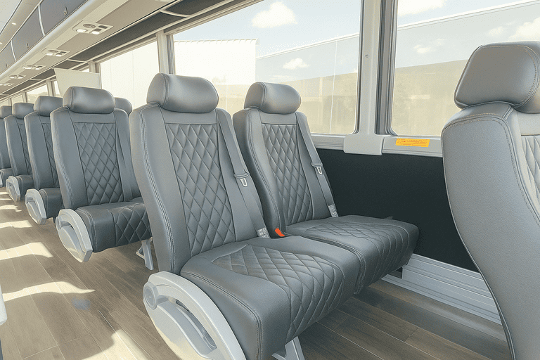 interior of New Orleans Coach Bus Service charter bus