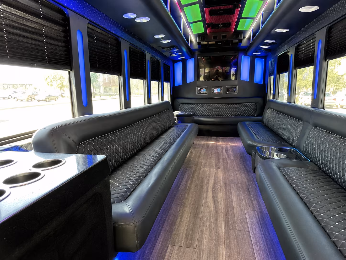 new orleans 15 passenger party bus inside